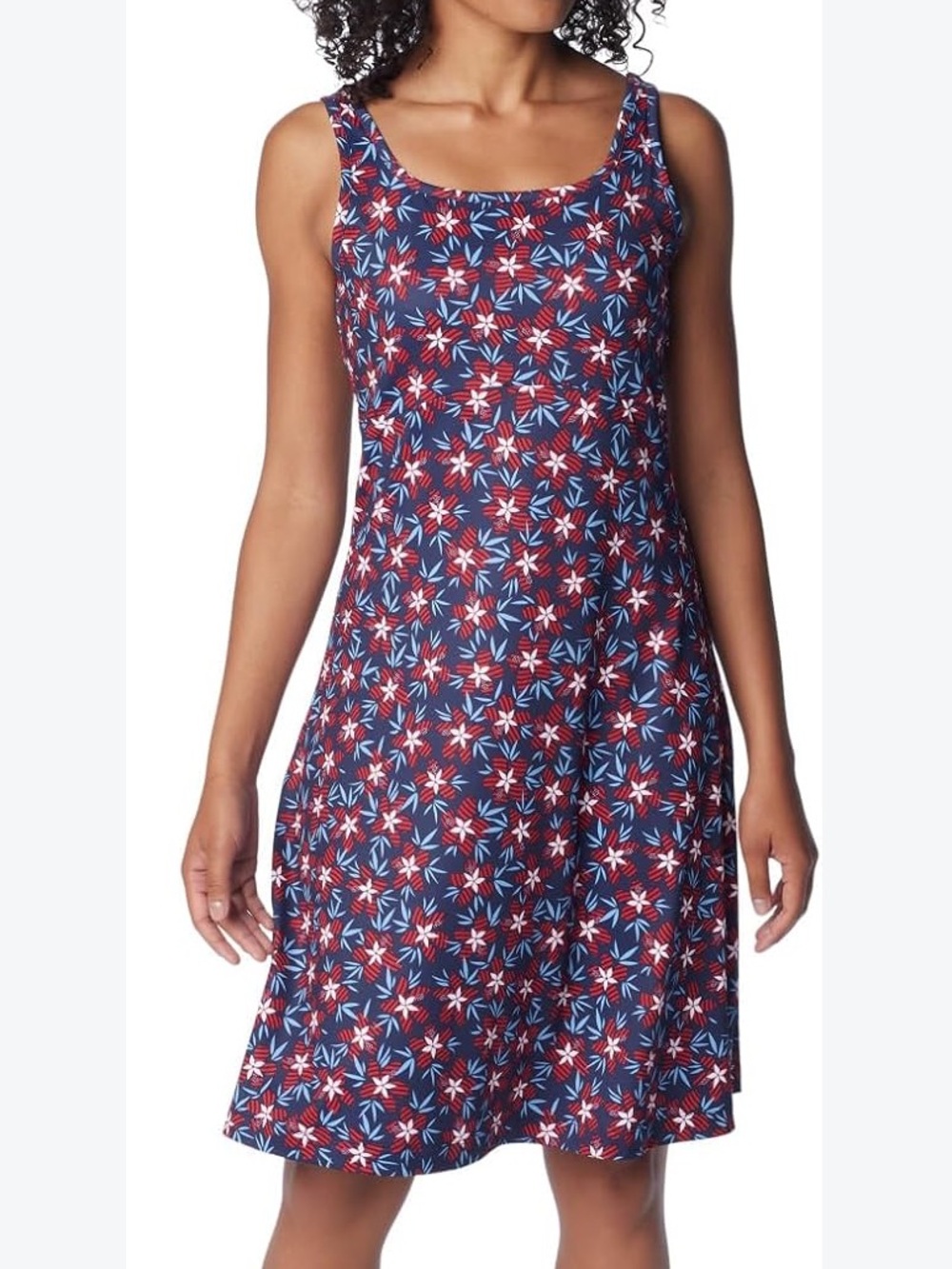 Columbia Navy Red Floral Athletic Hiking Pickle Ball Mini Dress. Size Large.